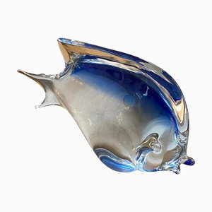 Pez tropical modernista de cristal de Murano azul al estilo de Seguso, años 70