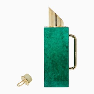 Emerald Green Goatskin & Brass Thermos Carafe by Aldo Tura, 1960