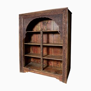 Hand Carved Oriental Wooden Cabinet Bookshelf Shelf, Pakistan, 1920s