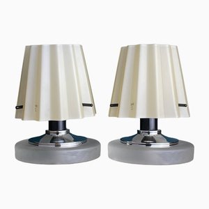 Vintage Murano Glass Night Table Lamps, Italy, 1980s, Set of 2