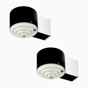 Black and White Metal Wall Sconces from Novalux France, 1950s, Set of 2