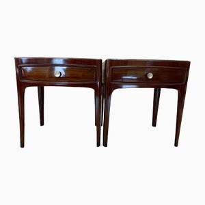 Bedside Tables in Mahogany with Black Glass, Italy, 1950s, Set of 2
