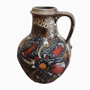Vase Vintage en Forme de Pichet avec Décor Floral Stylisé Coloré de Carstens, 1970s