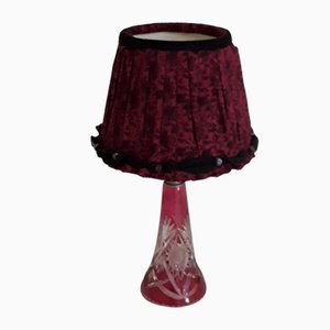 Vintage Red Table Lamp with Polished Conical Foot
