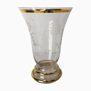 French Glass Golden Neck and Base Vase, 1960s