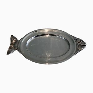 Italian Silver Metal Trays in Fish Shape, 1970s