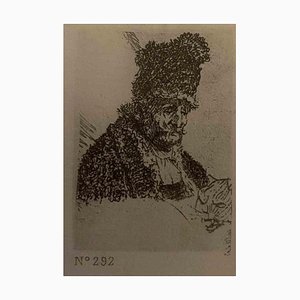 Profil d'Homme d'Après Rembrandt, 19ème Siècle, Gravure à l'Eau-Forte