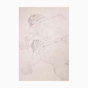 Anthony Roaland, Young Men Lying Down, dibujo a lápiz original, 1981