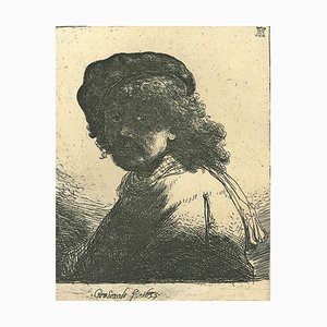 After Rembrandt, Autoritratto con foulard al collo, acquaforte, XIX secolo