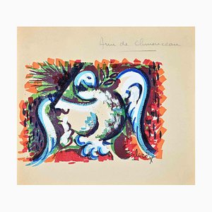 Claude Clero, Composizione, Tempera originale su carta, anni '70