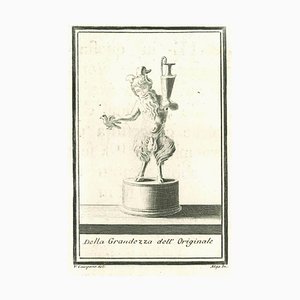 Vincenzo Aloja, Estatua de sátiro romana antigua, grabado, siglo XVIII