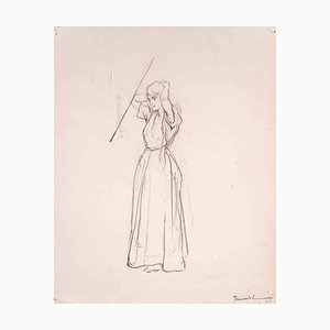 Pierre Georges Jeanniot, Figure, Drawing in Pencil, Early 20th Century