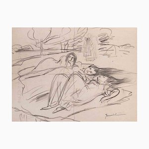 Pierre Georges Jeanniot, Figures, Dessin au Crayon, Début 20ème Siècle