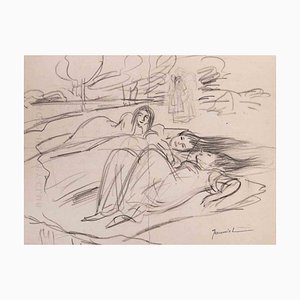 Pierre Georges Jeanniot, Figures, Drawing in Pencil, Early 20th Century