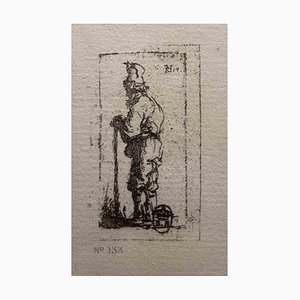 After Rembrandt, Beggar Leaning on a Stick & Facing Left, Etching, 19th Century