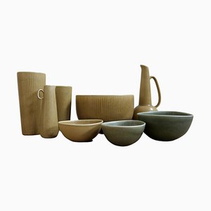 Mid-Century Scandinavian Vases and Bowls attributed to Gunnar Nylund for Rörstrand, 1950s, Set of 8