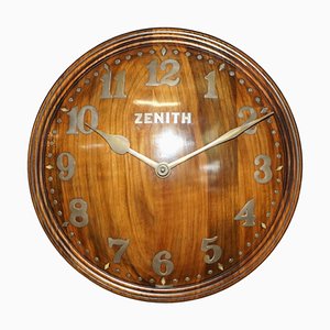 Horloge Murale 18 Jours Convexe en Bois et Bronze de Zenith, 1920