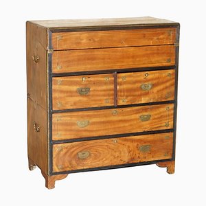 Chinese Export Camphor Wood Military Secretaire Campaign Chest of Drawers
