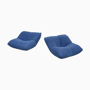 Italian Modern Blue Fabric Armchairs attributed to Guido Rosati for Giovannetti, 1970s, Set of 2