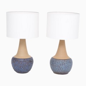 Handgefertigte dänische Mid-Century Steingut Lampen von Einar Johansen für Soholm, 1960er, 2er Set