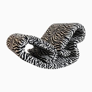 Vintage Sculptural Organic Shape Lounge Chair in Zebra Fabric, 1970s