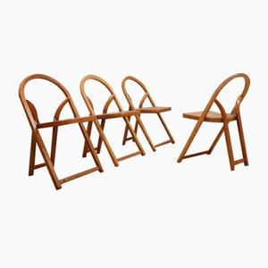 Ash Wood Folding Chairs by Gigi Sabadin for Crassevig, 1970s, Set of 4
