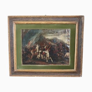 Italienischer Künstler, Battle with Men on Horseback, 1650er, Öl auf Leinwand, Gerahmt