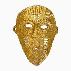 Gilded Cast Aluminium Sculptural Wall Mask by Linda Hattab for Fondica, France, 1990s