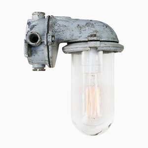 Industrielle Vintage Rotterdam Wandlampen aus grauem Klarglas