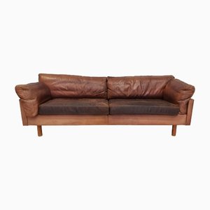 Danish Cognac Leather 2,5 Seater Sofa by Mogens Hansen, 1970s