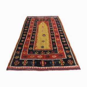 Vintage Turkish Red and Yellow Area Rug