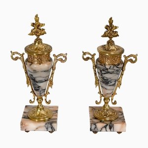Marble and Bronze Casseroles, 1920, Set of 2