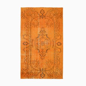 Vintage Turkish Orange Floral Runner Rug