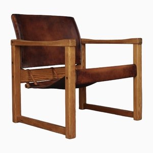 Diana Safari Lounge Chair in Leather and Pine by Karin Mobring for Ikea