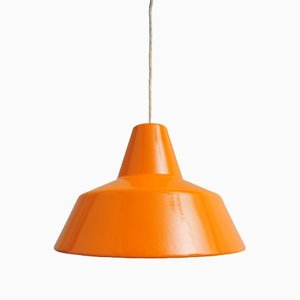 Orange Emaille Deckenlampe von Louis Poulsen