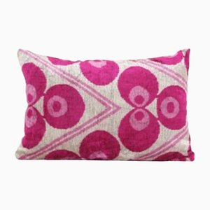 Velvet & Silk Pink Evil Eye Ikat Lumbar Cushion Cover, 2010s