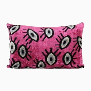 Pink Silk and Velvet Eye Ikat Pillow Cover, 2010s