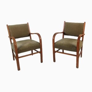 Mid-Century German Lounge Chairs in Khaki, 1950s, Set of 2
