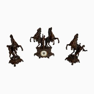 Horses Fireplace Set in the style of G. Coustou, Set of 3