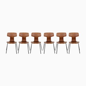 Teakholz Mod. 3103 Stühle von Arne Jacobsen für Fritz Hansen, 1967, 6er Set