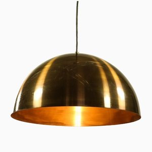 Vintage Brass Hemisphere Pendant Lamp, 1960s
