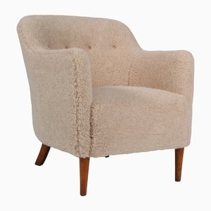 Lounge Chair in Lambswool by Jacob Kjær, 1940s