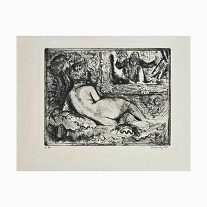 Henri Farge, Nude from the Back, Original Etching, Early 20th Century