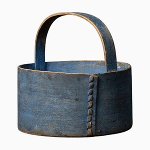 Swedish Blue Folk Art Handmade Basket