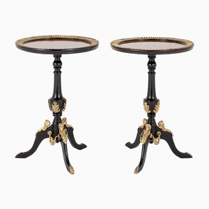 French Lacquer Wine Tables in Ebony Gilt, 1920s, Set of 2