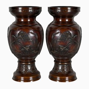 Vases Style Asiatique en Bronze, 1950s, Set de 2