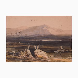 Después de Edward Lear y David Roberts, Escena topográfica, década de 1800, Acuarela