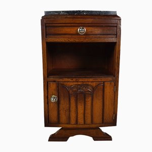 French Bedside Table with Marble Top, 1950s