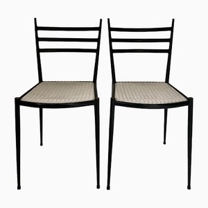 Mid-Century Black and White Chairs from Lloyd Loom, 1950s, Set of 2
