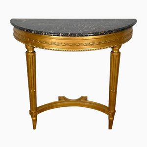 Louis XVI Style Console Table in Marble and Golden Wood
